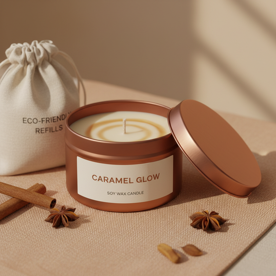 Ground Caramel Soy Wax Candle in Metal Tin